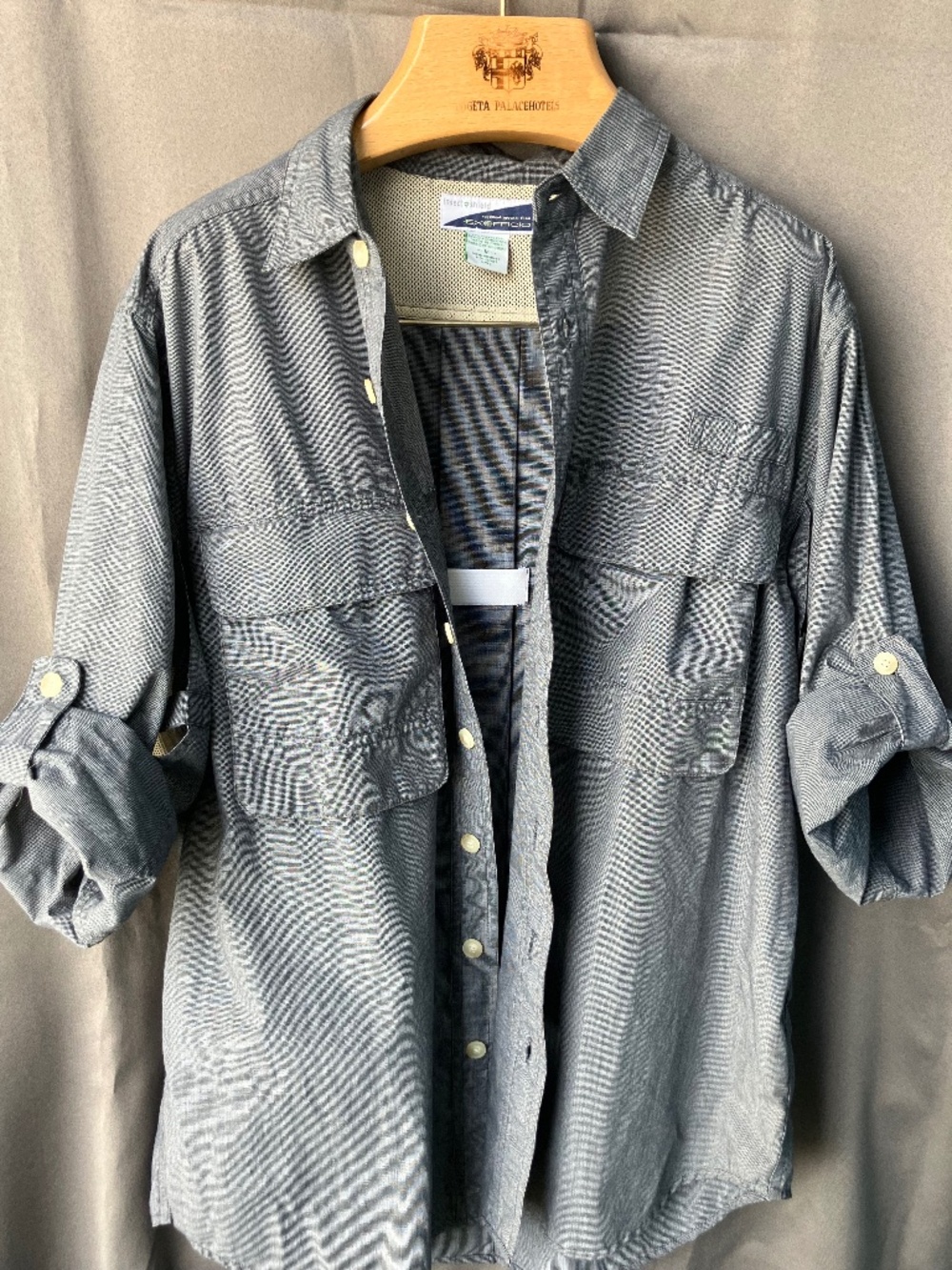 ExOfficio Blue Bugs Away Baja Safari LS Shirt Mens Size M, UPF 30, MSRP $100